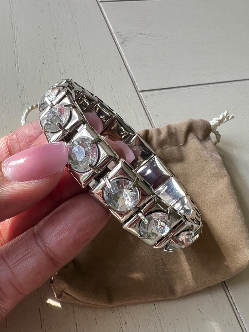 Silver Crystal Bracelet - Clear Stones - Picture 3 of 10